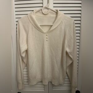 Cream Long Sleeve Sweater with Button Detail